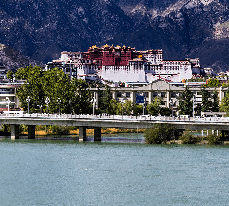 The Potala Palace built into the mountainside in Lhasa