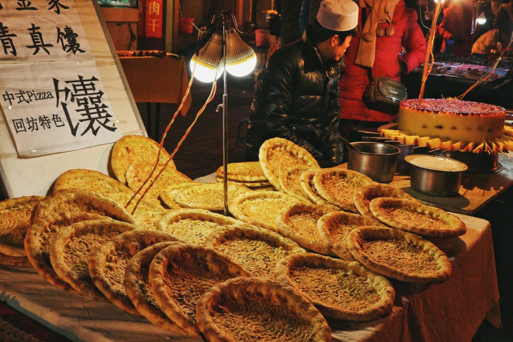 A specialty naan stall at Xi'an Muslim Quarter
